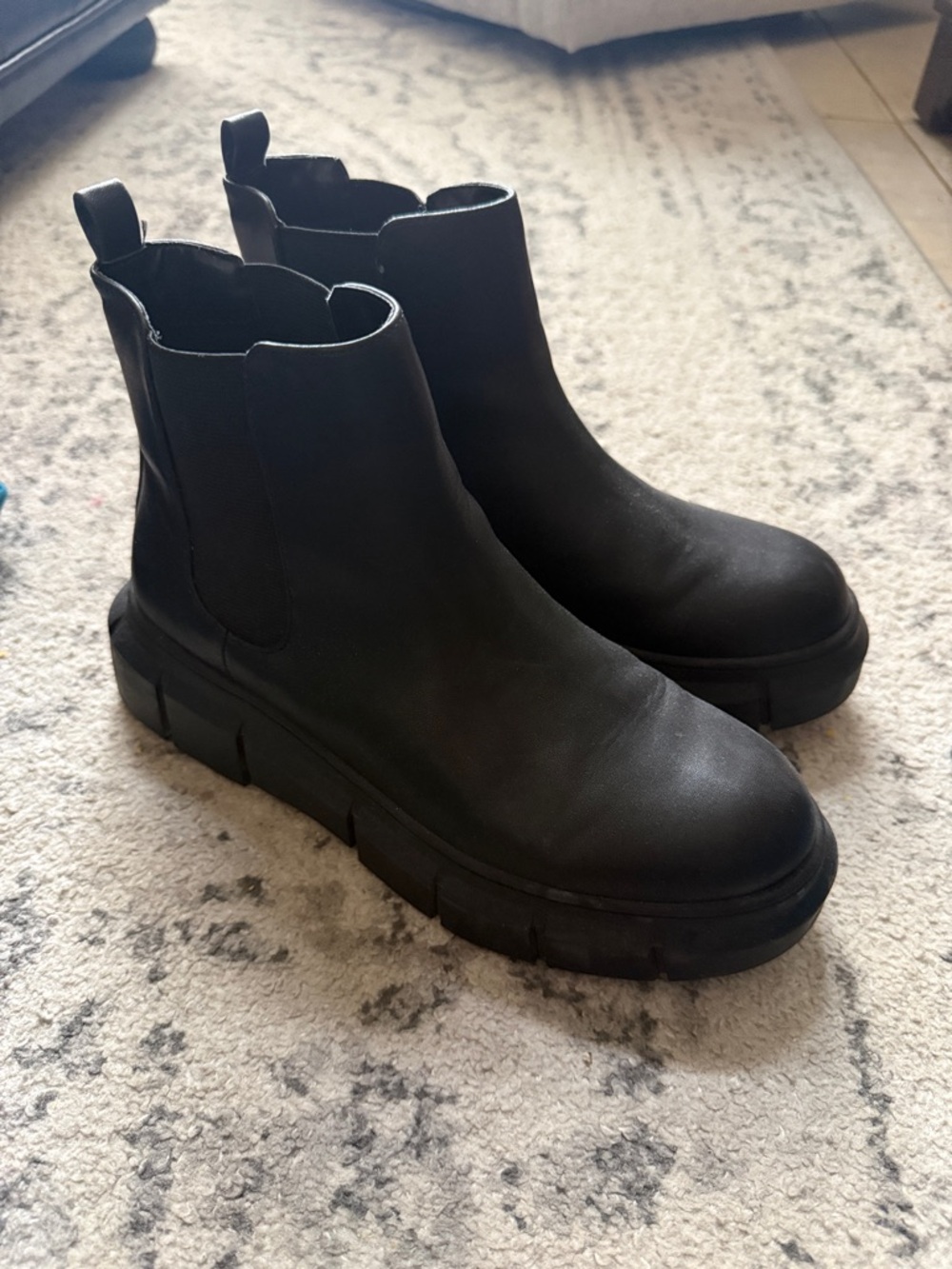 bp Black Chelsea Lug Ankle Boots